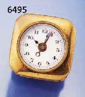TISCHWECKERCHEN, DEUTSCHLAND UM 1910, MESSING, EMAILBL., STIFTENANKERW. IN 2 EBENEN, (3 PLATINEN), GEH- U. WECKWERK RÜCKS. ÜBER EINEN SCHLÜSSEL, ...