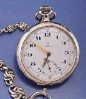 OMEGA HERRENTASCHENUHR, SCHWEIZ FÜR DEN DTSCH. MARKT UM 1920, 800ER SILBER, EMAILBL. FEIN HAARR. M. STARKER LUPE ERKENNB. BEI 12, AUßEN ROT ...