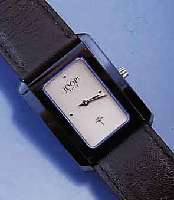 JOOP DESIGNERARMBANDUHR, SCHWEIZ/DEUTSCHL. UM 1998, SCHW. POL. EDELST.-GEH., SAPHIRGL., LEDERBD. M. STIFTSCHL., VERKAUFSLOGO, ORIG.- ETUI, ...