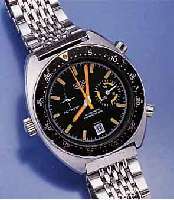 HEUER ARMBANDCHRONOGRAPH AUTAVIA, SCHWEIZ UM 1970, MASSIV EDELST., EDELST.-BAND, AUTOMATIK M. 30-MIN.-STOPPZÄHLER, ZUR BESSEREN STOPP- BED. KRONE ...