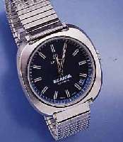 ZENITH HERRENARMBANDUHR AUTOMATIK, WERBEUHR (SKANIA), MASSIV EDELST., EDELST.-ZUGGLIEDER- BAND, MINERALFLACHGL., BODEN GESCHR., SCHWEIZ UM 1972, ...