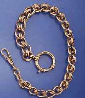 TASCHENUHRKETTE MIT VERLAUFENDEN GLIEDERN, GG 585/000, VERWENDB., WENIG GEN., L. CA. 30 CM, CA. 40 G