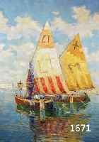 ANDREE, RUDOLF, 1873, KIS-BER/UNGARN, SCHÜ- LER DER AKADEMIEN WIEN UND MÜNCHEN, FISCHER- BARKEN VOR VENEDIG, ÖL/LWD., L. ALTERSSPUREN, SIGN., ...