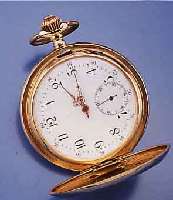HERRENTASCHENUHR SAVONETTE, SCHWEIZ FÜR DEN DTSCH. MARKT UM 1912, GG 585/000, BER./DELLIG, AUF SPRUNGDECKEL VERSCHL. SCHMUCKMONOGR. LT, RÜCKS. ...
