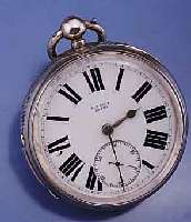 H. STONE LEADS HERRENTASCHENUHR OFFEN, SILBER, SCHWER, HALLMARKS VON CHESTER 1891, 2-TEIL. EMAILBL. FEIN HAARR. BEI 6, STAUB- SCHUTZ, VERG. ...