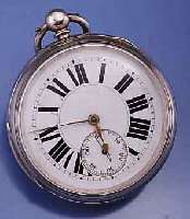HERRENTASCHENUHR, ENGLAND, HALLMARK CHESTER 1885, SILBER, SCHWER, SCHLÜSSELAUFZUG, 2-TEIL. EMAILBL. FEIN HAARR., STAUBSCHUTZ, VERG. PLATINENW., ...