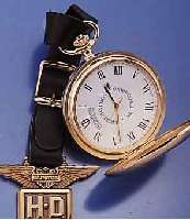 HARLEY-DAVIDSON KULT-SAVONETTE-HERRENTASCHENUHR, MIT LEDERCHATELAINE, UNGETR., LIMIT. AUFL. VON 500 ST., METALL VERG., ORIG.-ETUI, ...
