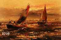 DE FLORENTIS, L., 1. HÄLFTE 20. JH., RÜCKKEHR DER FISCHERBOOTE IM ABENDROT, ÖL/LWD., SIGN, MAßE CA. 27X35 CM., R.