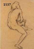 Knaus, Ludwig, Wiesbaden 1829-1910 Berlin, Sitzender Knabe im Dreiviertelprofil, Blei- stiftzeichnung auf gebrÄuntem Papier, li. u. mit ...
