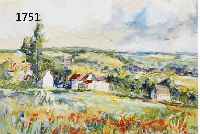 LÄMMLE, WOLFGANG, GEB. 1941 STUTTGART, BLÜHENDES MOHNFELD VOR DORFANSICHT, GOUACHE ÜBER BLEISTIFT, LI. U. SIGN. UND DAT. 74, CA. 29 X 37 CM, ...