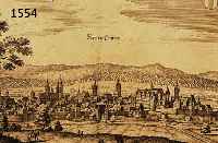 KONV. 2 BLATT KAISERSLAUTERN UND UMGEBUNG, 1.) KUPFERSTICH M. MERIAN, GESAMTANS. KEYSERS- LAUETERN, CA. 21,5 X 34,5 CM; 2.) ALTKOLOR. STAHLSTICHK. ...