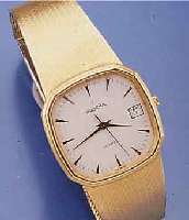 DUGENA HERRENGOLDBANDUHR, DEUTSCHLAND UM 1985, GEH. GG 585/000 INCL. GG-FLECHTBD., FALTSCHL. EDELST. M. GG-AUFL., MINERALFLACH- GL., SEK.-TAKT, ...