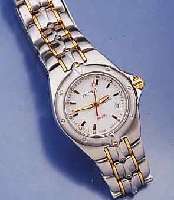 TISSOT DAMENTAUCHERUHR, SERIE PR200, ZENTRALSEK., DAT., HIGH-TECH-QUARTZW., UNGETR. , SCHWEIZ UM 1997, MATT. EDELST.-GEH., BAND M. ...
