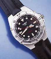 TISSOT HERRENTAUCHERUHR, SERIE PR 200, UNGE- TR. LAGERW., SCHWEIZ UM 1998, EDELST., BOD. U. KR. GESCHR., BEI FERTIGST. WASSERD. 200M, MATT . LÜN., ...