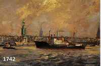 SIEWERT, HEINZ-OTTO, DEUTSCHER MALER, MITTE 20. JH., WAR TÄTIG IN HAMBURG, SCHIFFE IM HAMBURGER HAFEN, ÖL/HARTFASER, SIGN., MAßE CA. 20X34 CM., ...