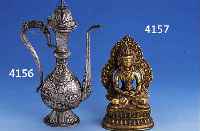 DHYANIBUDDHA, AMYTHAYUS, TIBET 19. JH., BRONZE VERGOLDET, L. BERIEBEN, BODEN GESCHLOSSEN, H CA. 14.5 CM