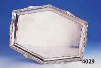 6-ECKIGES TABLETT, ENGLAND, BIRMINGHAM UM 1920, 925ER SILBER, REINES ART-DECO, CA. 615 G, CA. 31 X 23 CM