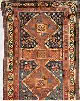 KAZAK, RUSSLAND, 230 X 110CM, EHZ 4-5 WOLLE AUF WOLLE, CA.80 JAHRE