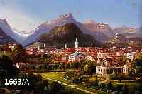 UNBEKANNTER MALER, SCHWEIZ, UM 1900, PENDANTS: ANSICHT VON SALZBURG UND REICHENHALL ÖL/MALKARTON, FEINE LASIERENDE MALEREI, VERG. PRUNKRAHMEN, JE ...