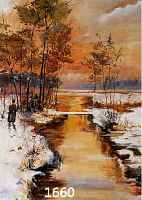 UNBEKANNTER MALER MITTE 20. JH., WINTER- LANDSCHAFT MIT REISIGSAMMERLIN AM BACHLAUF, ÖL/HOLZ, L. SPANNUNGSRISSIG, CA. 65 X 35 CM, R.
