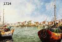 PARASELLI, ANGELO, GEB. 1919 PADUA, SCHÜLER DER AKADEMIE VENEDIG, FISCHERBOOTE IM HAFEN, ÖL/LWD., LINKS UNTEN SIGN., 40 X 80 CM, R.