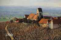 BÜHLER, KARL, 2. H. 20. JH., ÖLFARBE (NICHT GEFIRNISST) AUF LWD./KARTON, DORFANSICHT IN WEITER LAND- SCHAFT, LI. UNTEN SIGN., M. 50X69.5 CM, R.