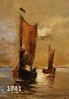 RUNGE, JULIUS, 1843-1922, BEKANNTER DEUTSCHER MARINEMALER, FISCHKUTTER, ÖL/HARTFA- SER, RE. U. SIGN., CA. 34 X 38 CM, R.