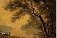 BROCKE, HEINRICH, DEUTSCHER MALER 19./20. JH., DÜSSELDORFER SCHULE, LANDSCHAFT MIT WEIHER, ÖL/HARTFASER, RE. U. SIGN., CA. 38 X 49 CM, R.