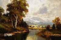 STADELHOFER, HELMUT, 1914 KONSTANZ-1979 MÜNCHEN, BAUMBESTANDENES BACHUFER IN WEITER VORALPENLANDSCHAFT, MIT HIRTE UND VIEH, ÖL/LWD, RE. U. ...