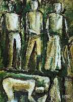 Sironi, Mario, 1885-1961, Abstrakte Komposition mit Figuren, Öl/Mal- karton, re. u. sign., rÜckseitig bestÄtigt von Mimi Sosta, ca. 54 x 39 cm, ...