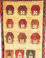 GABBEH,PERSIEN CA 188 X 123 CM..WOLLE AUF WO LLE.EHZ 2.CA 50 JAHRE.