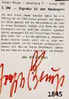 BEUYS, JOSEPH, 1921-1986, 5 DM-SIGNATUR FÜR DEN NEUBEGINN, POST- KARTENMULTIPLE, HANDSIGNIER, CA. 14.5 X 10 CM