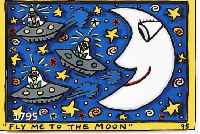 RIZZI, JAMES, FLY ME TO THE MOON, DREIDIMENSIONALE FARBLITHOGRAPHIE VON 1995, HANDSIGNIERT UND NUM. 183/350, CA. 13.5 X 20 CM, PP, U.GL., R.