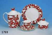 KAFFEESERVICE, VILLEROY & BOCH, 1991, ENTWURF UND DEKOR KEITH HARING, LIMITIERTE AUFLAGE, 271/500, MIT ZERTIFIKAT, IM ORIG. KARTON