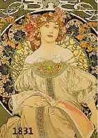 MUCHA, ALPHONSE, REVERIE, POSTHUMER ABDRUCK EINER FARBLITHOGRAPHIE VON 1986, ED GALERIE DU CENTRE, HANDSIGN. VON JIRI MUCHA, NUM. E.A. 35/35, CA. ...