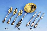6 KaffeelÖffel, Frankreich um 1890, 800er Silber vergoldet, Meistermarke PB mit Vogel - ungedeutet, barockisierender Dekor, l. berieben, in ...