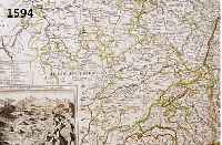 KUPFERSTICHKARTE, J.B. NOLIN, 1702, LA PARTIE OCCIDENTAL DE L'ALLEMAGNE, IN 2 TEILEN, GRENZKOLORIT, MEHRFACH GEFALTET, JE CA. 40 X 64 CM