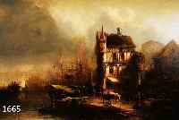 HOLLÄNDISCHER MALER, UM 1830-60, STADT AM MEER, HAFENSZENE, FEINE LASIERENDE MALEREI MIT KLEINEREN ALTEN RETUSCHEN, ÖL/LWD AUF MALKARTON ...