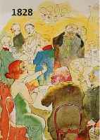 GROSZ, GEORGE, 1893-1959, ZWEI FARBOFFSET- LITHOGRAPHIEN AUS ECCE HOMO: KRAFT UND ANMUT, SOIREE, MALIK-VERLAG BERLIN 1922, CA. 19 X 25 CM, PP, ...
