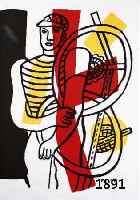 LEGER, FERNAND, 1881-1955, LE CONSTRUCTEUR, FARBLITHOGRAPHIE VON 1948, IM STEIN MONOGR., HANDSIGNIERT UND DAT., CA. 69 X 48 CM, U.GL., R.
