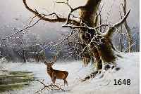CHRISTIANSEN, NIELS HANS, *1850-1922, DÄNISCHER TIER- U. LANDSCHAFTSMALER, HIRSCH IN WINTERLANDSCHAFT, ÖL/LWD. (DOUBL.), SIGN., 61X93 CM, R.