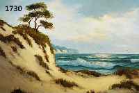 LUKAS-LARSEN, DÜSSELDORFER LANDSCHAFTS- UND MARINEMALER, 1. H. 20. JH., ÖL/LWD., SIGN., BLICK ÜBER DÜNENLANDSCHAFT AUFS MEER, 50X60CM, R.