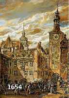 MERKEL, G., WOHL MÜNCHENER KÜNSTLER MITTE 20. JH., ANSICHT DES ALTEN MÜNCHENER RAT- HAUSES MIT FIGURENSTAFFAGE, ÖL/HARTFASER, SIGN., DAT. ...