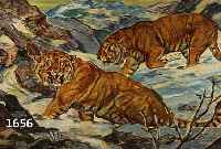 SCHILLING, G. O.Ä., EXPRESSIONISTISCHER TIERMALER UM 1920/30, ZWEI TIGER IN WINTERLICHER BERGLANDSCHAFT, ÖL/MALKARTON, SIGN. U. DAT. 1928, 66X98 ...