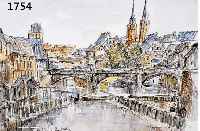 SOUTINE, M., 2. H. 20. JH., AQUARELL U. TUSCHE, MAXBRÜCKE U. HENKERSTEG IN NÜRNBERG, SIGN. U. BETITELT, 40X51 CM, PP.