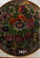 UNBEKANNTER KÜNSTLER, DES 19. JH., HINTERGLASMALEREI, FEIN GEMALTES STILLEBEN MIT ROSEN, STIEFMÜTTERCHEN, MALVEN ETC., D. CA. 43 CM, R.