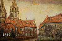 LEDER, KATHARINA, BERLINER MALERIN, LIT. VGL. DRESSLER, STADTANSICHT MIT KATHEDRALE, ÖL/LWD, RE. U. SIGN. UND DAT. 1926, CA. 80 X 100 CM, R.