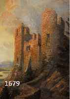 WIRTH, WILLY FRANZ, ERW. UM 1930 IN LÜDENSCHEID, BURGRUINE ÜBER FLUSSTAL IM MORGEN, ÖL/HOLZ, RE. U. SIGN., CA. 35 X 29 CM, PRUNKRAHMEN