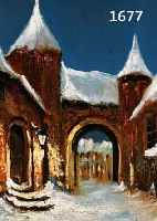 KERRELS, DEUTSCHER MALER UM 1910-20, WINTERLICHE ANSICHT EINES VERSCHNEITEN STADTTORES, ÖL/LWD, RE. U. SIGN., CA. 50 X 40 CM, R.