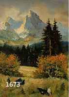KUNZE, H., DATIERT (19)58, BALZENDE AUERHÄHNE VOR MÄCHTIGER GEBIRGS- KULISSE, ÖL/LWD, RESTAURIERTER RISS, CA. 60 X 50 CM, R.